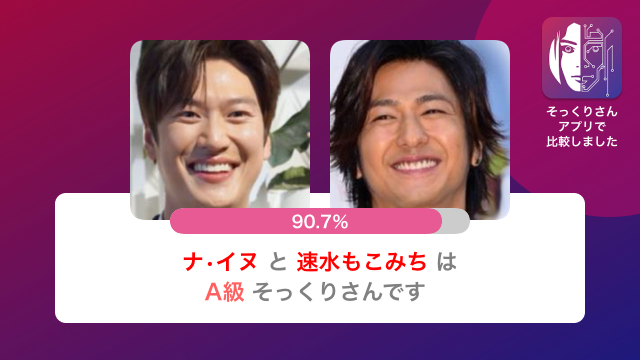 ナ・イヌと速水もこみちのそっくりさん診断結果(笑顔バージョン)